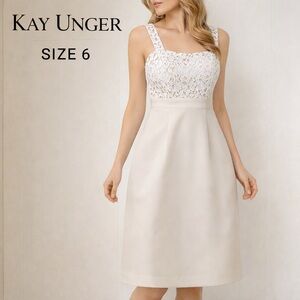 Kay Unger dress Sz 6 ivory lace bodice Elegant Bridal Cocktail party silk blend